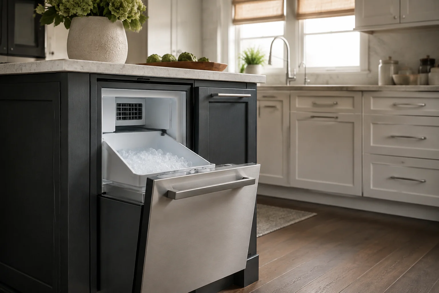 Illustrative Monogram ice maker service scene