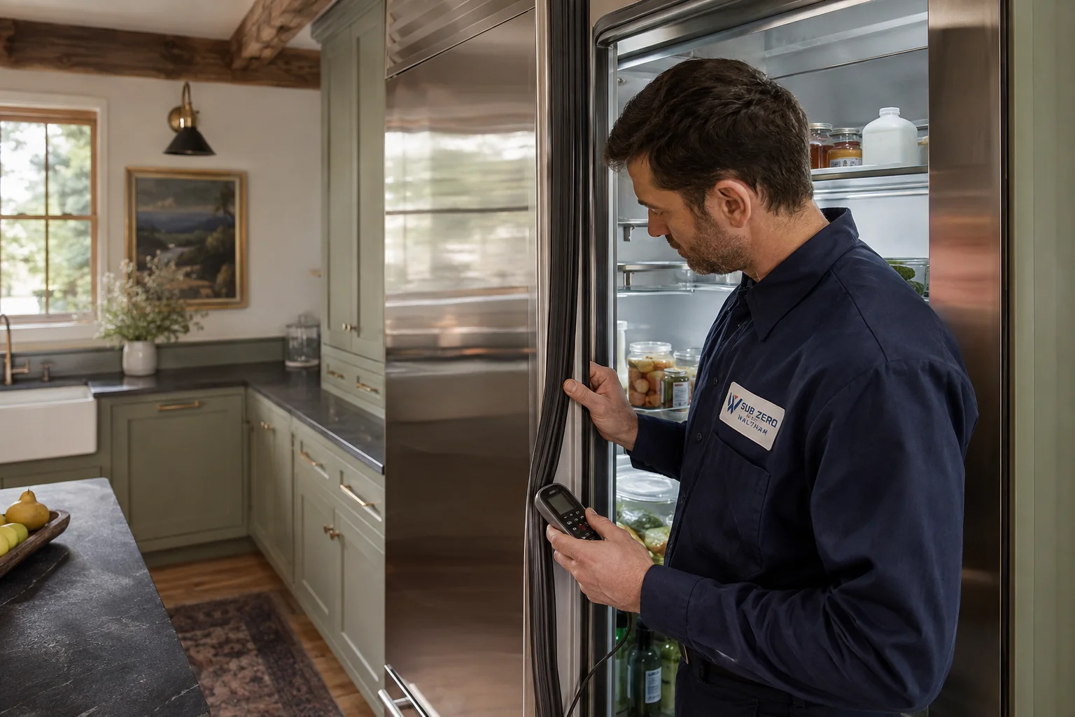 Illustrative refrigeration appliance scene