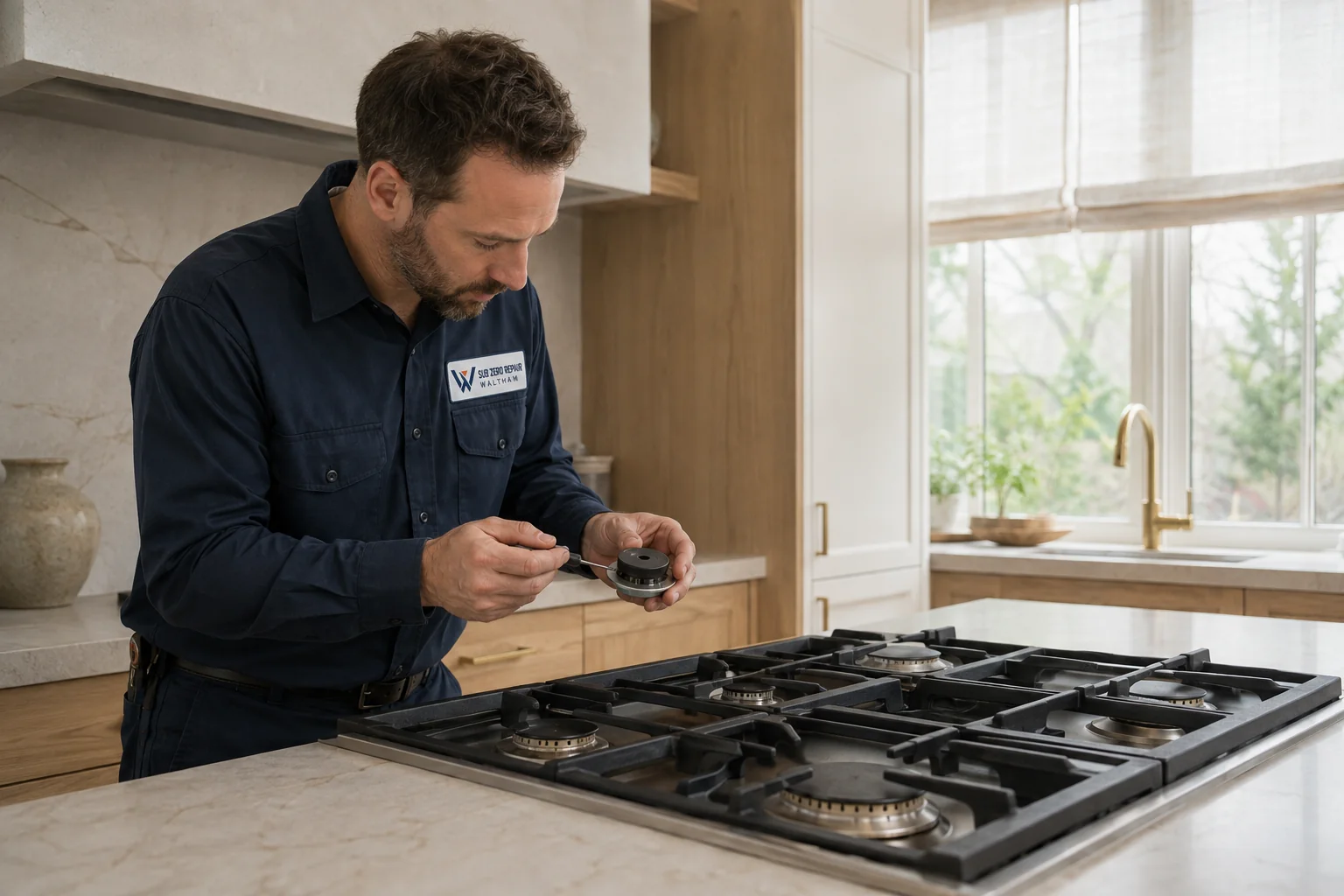 Illustrative Thermador cooktop service scene