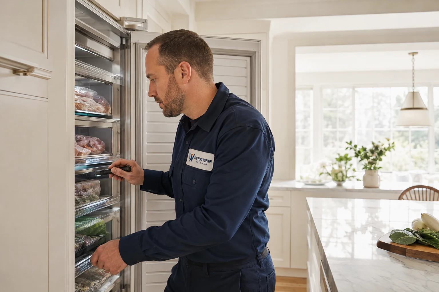 Illustrative Thermador freezer service scene