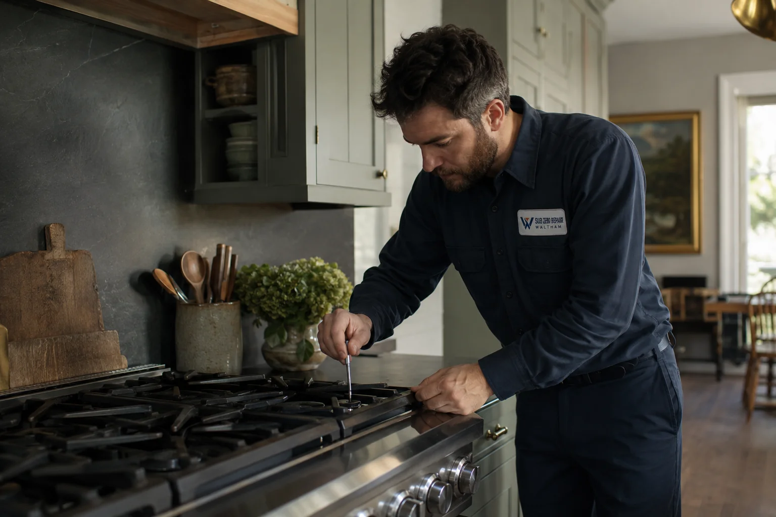 Illustrative Thermador range service scene
